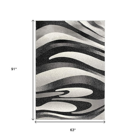 2' X 4' Gray Abstract Dhurrie Area Rug
